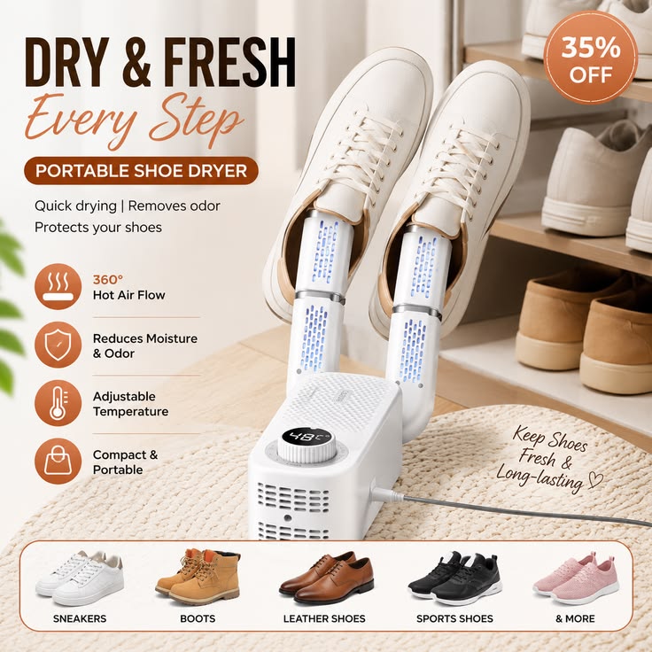Smart Electric Shoe Dryer and Dehumidifier with LED Display and Timer